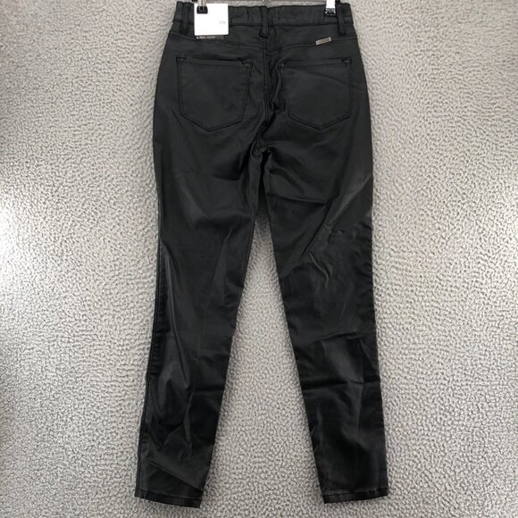 KanCan Jeans Womens 9 28 Black Autumn Coated High Rise Skinny PU Button Fly NWT - Picture 3 of 13